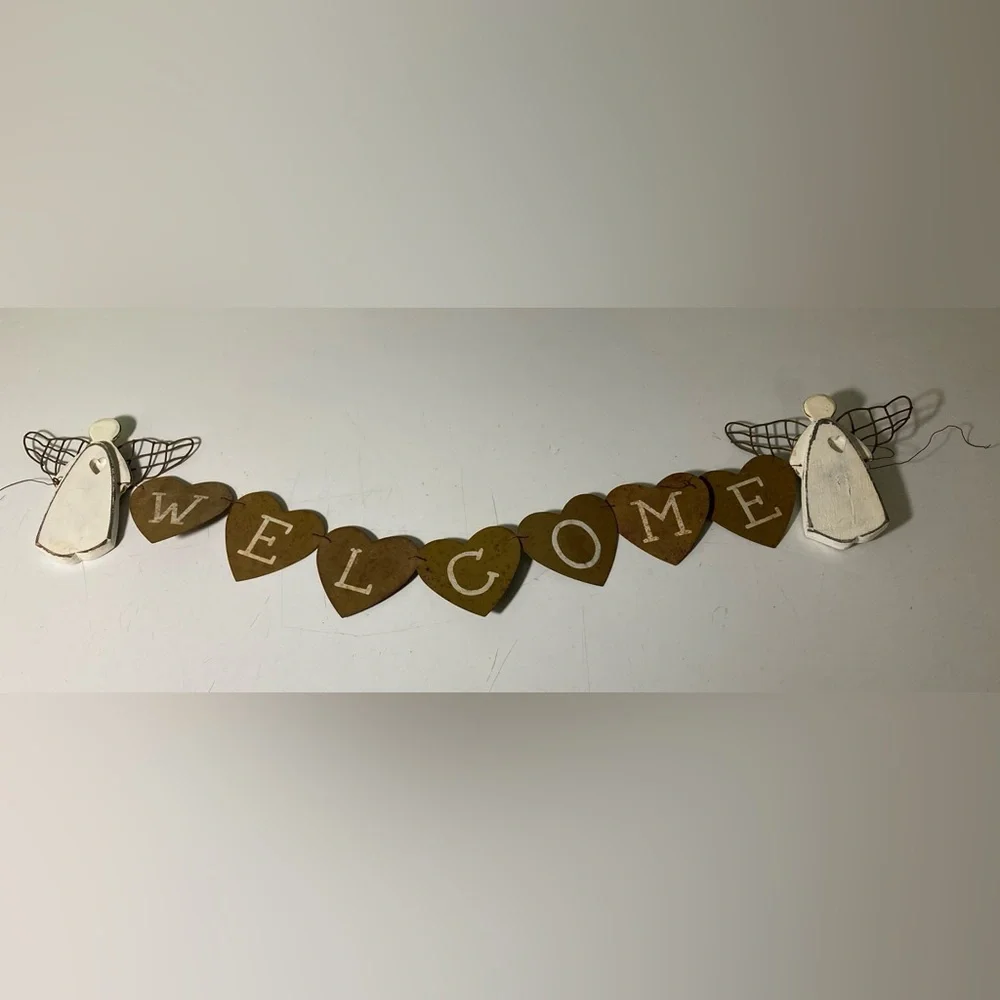 Rustic Brown and White Angel Welcome Garland